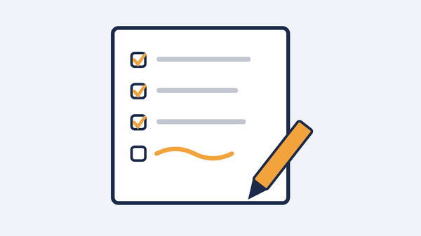 A checklist whose last line is being rewritten in amber