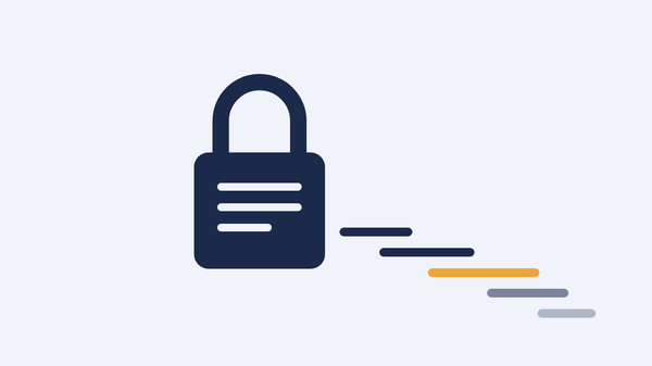 A padlock holding lines of text, with reasoning lines leaking out to the side, one glowing amber